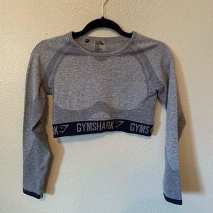 Gymshark Flex Long Sleeve Crop Top Steel Blue